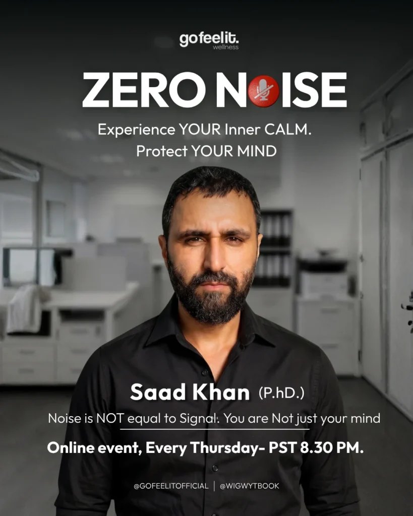Zero Noise poster: Dr. Saad Khan, online every Thursday at 8:30 PM
